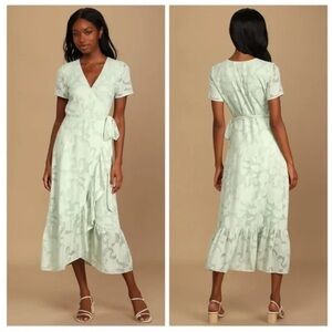 Lulus Sage Green Wrap Dress Size Medium